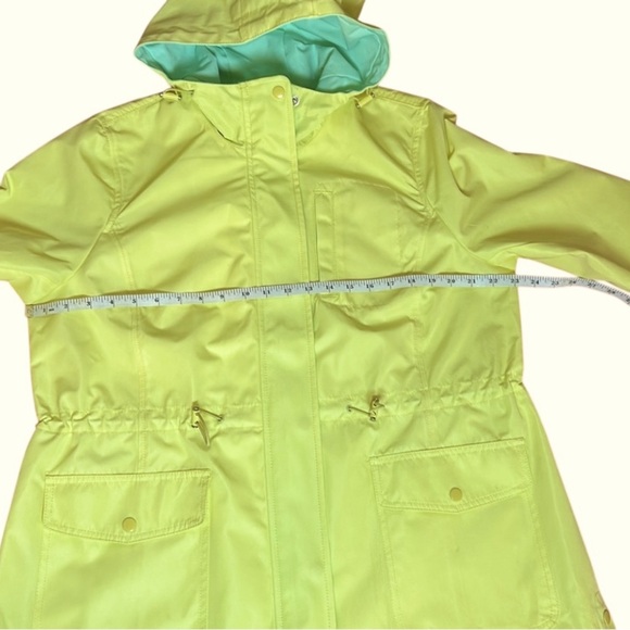 Talbots Hooded Canvas Yellow & Mint Green Anorak Rain Coat Jacket, size XLP - Picture 12 of 15